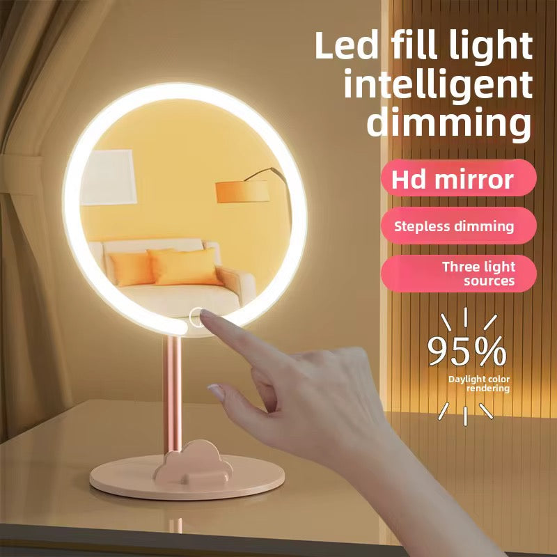 Rechargeable LED Makeup Mirror with Phone Holder 3 Color Touch Light Vanity Mirror