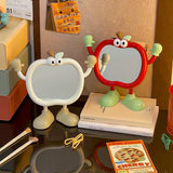 Cute Apple Cartoon Tabletop Makeup Mirror Adjustable Desktop Vanity Mirror