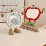 Cute Apple Cartoon Tabletop Makeup Mirror Adjustable Desktop Vanity Mirror