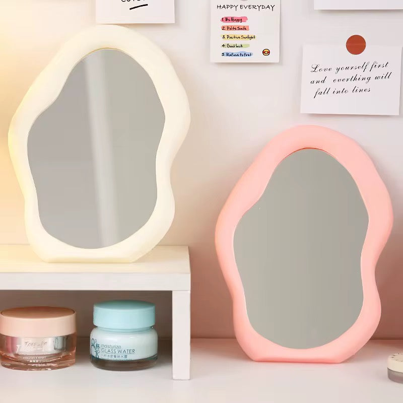 Irregular Wavy Vanity Mirror Aesthetic Desktop Makeup Mirror for Bedroom & Dressing Table