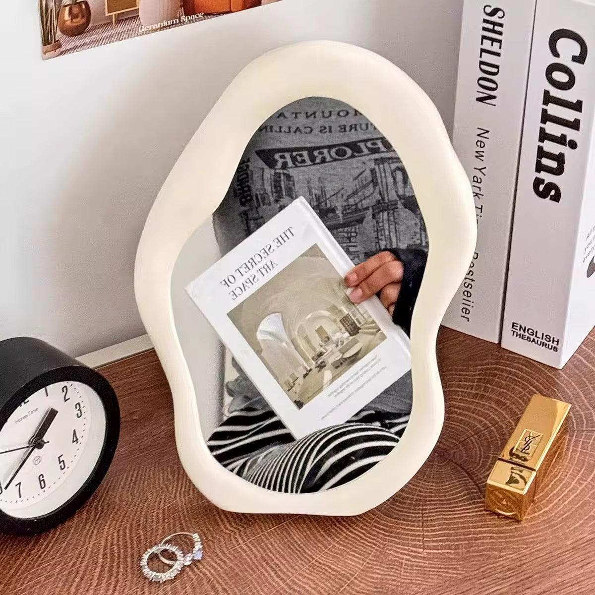 Irregular Wavy Vanity Mirror Aesthetic Desktop Makeup Mirror for Bedroom & Dressing Table