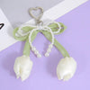 Kawaii Tulip Pearl Ribbon Keychain Cute Heart Charm Bag Pendant & Car Key Accessory SparkelsSparkels