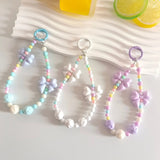 Kawaii Pastel Beaded Bow Keychain Cute Bracelet Chain Phone & Bag Charm Accessory SparkelsSparkels