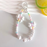Kawaii Pastel Beaded Bow Keychain Cute Bracelet Chain Phone & Bag Charm Accessory SparkelsSparkels