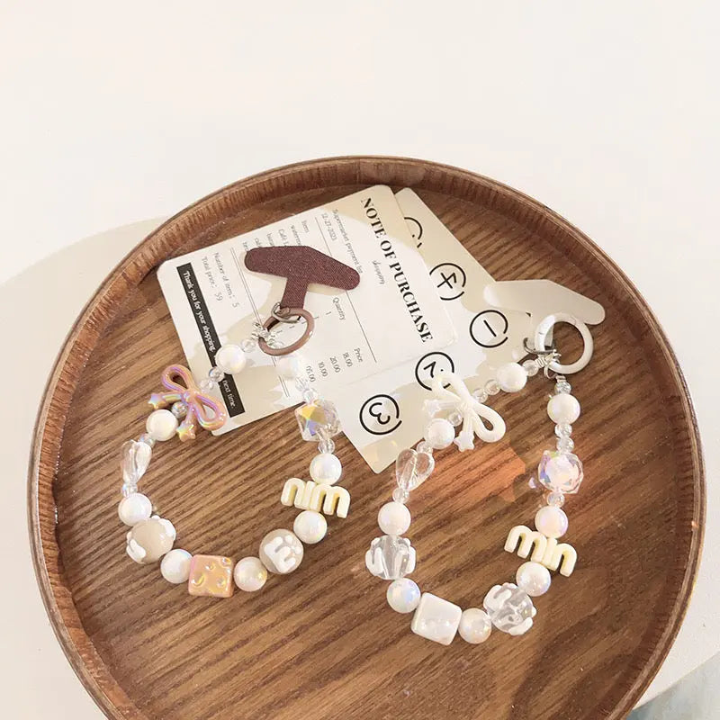 Kawaii Beaded Charm Keychain Bracelet Cute Bow & Candy Beads Phone Strap Bag Accessory SparkelsSparkels
