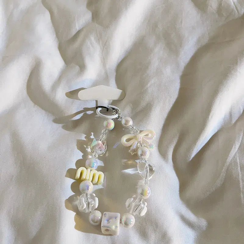 Kawaii Beaded Charm Keychain Bracelet Cute Bow & Candy Beads Phone Strap Bag Accessory SparkelsSparkels