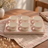 Mini Pink Bow Ceramic Tea Cup Set with Serving Tray 90ml (Set of 6)