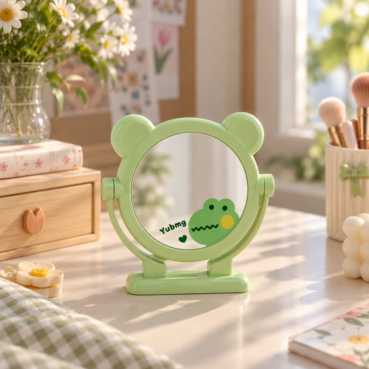 Cute Bear Ear Cartoon Rotating Vanity Mirror