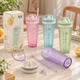 600ml Lemon Cup with Built In Citrus Juicer & Straw