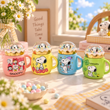 Cute Snoopy Ceramic Mug with 3D Snow Globe Lid