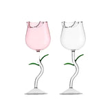 Creative Rose Shaped Wine Goblet Crystal Stem Glass for Wine & Champagne Romantic Gift for Valentine’s Day or Weddings