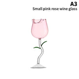 Creative Rose Shaped Wine Goblet Crystal Stem Glass for Wine & Champagne Romantic Gift for Valentine’s Day or Weddings