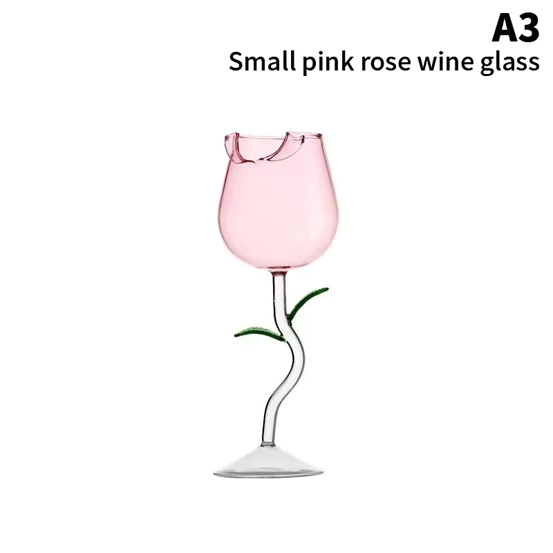 Creative Rose Shaped Wine Goblet Crystal Stem Glass for Wine & Champagne Romantic Gift for Valentine’s Day or Weddings