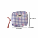 Korean Plaid Bow Cosmetic Storage Bag Simple Square Portable Change Pouch