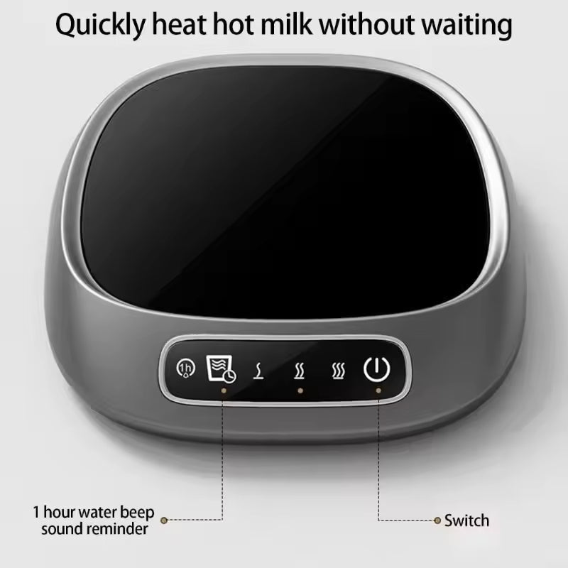 Smart Touch Screen Glass Heating Coaster Gear Temperature Control Warmer Mat Plug in Desktop Mug Warmer for Coffee Tea & Food