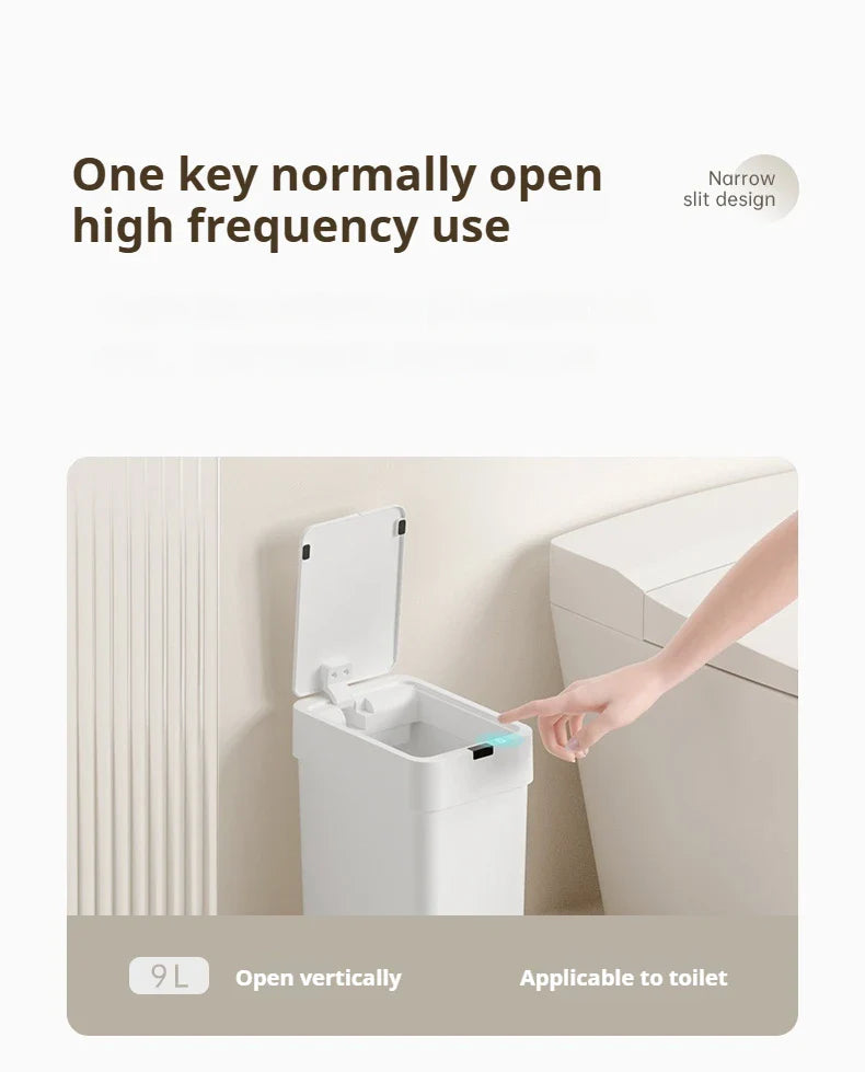 Smart Auto Sensor Trash Can Vertical & Horizontal Touchless Bin for Narrow Spaces Kitchen & Bathroom Motion Waste Bin