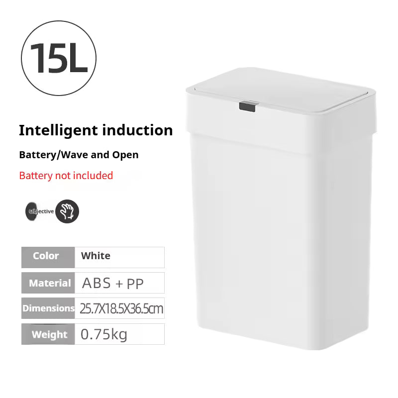 Smart Auto Sensor Trash Can Vertical & Horizontal Touchless Bin for Narrow Spaces Kitchen & Bathroom Motion Waste Bin