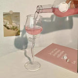 Creative Rose Shaped Wine Goblet Crystal Stem Glass for Wine & Champagne Romantic Gift for Valentine’s Day or Weddings
