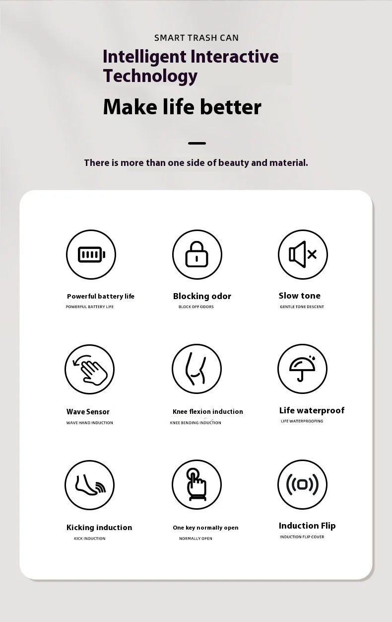 12L & 18L Automatic Sensor Trash Can Touchless Infrared Smart Waste Bin for Kitchen & Bathroom Waterproof Hands Free Garbage Can