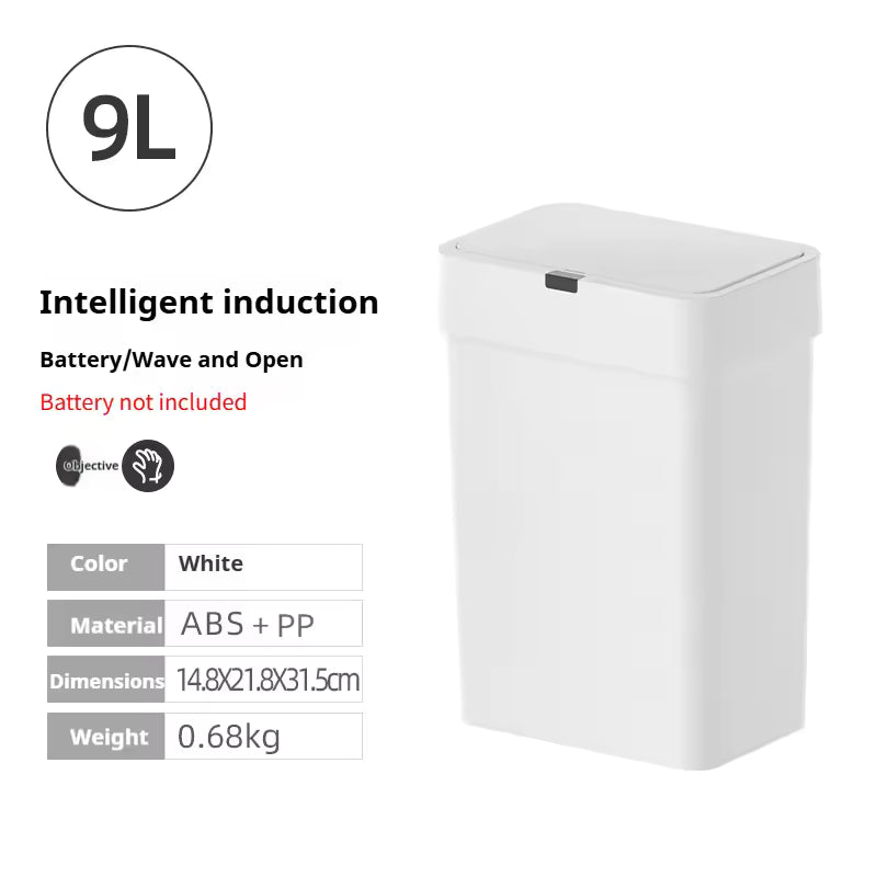 Smart Auto Sensor Trash Can Vertical & Horizontal Touchless Bin for Narrow Spaces Kitchen & Bathroom Motion Waste Bin