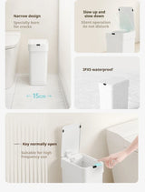 Smart Auto Sensor Trash Can Vertical & Horizontal Touchless Bin for Narrow Spaces Kitchen & Bathroom Motion Waste Bin