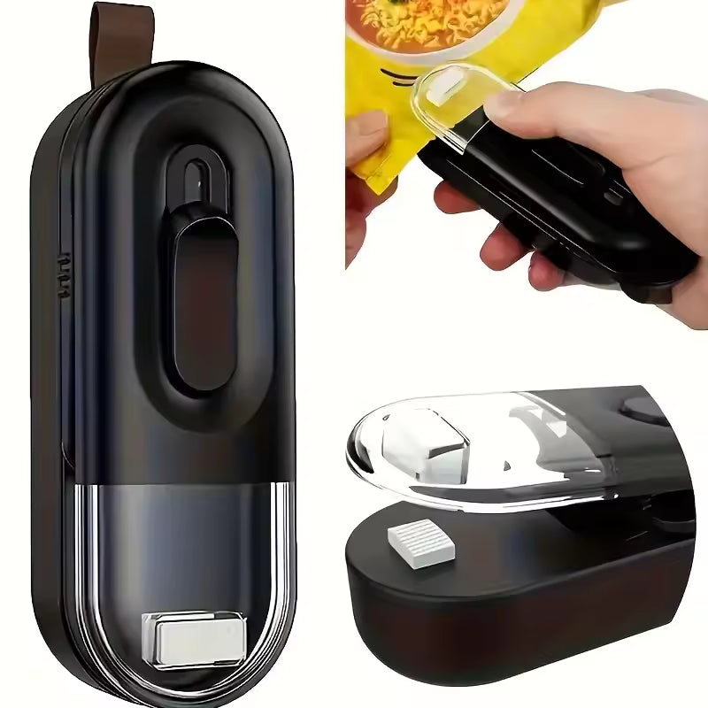 Mini Battery Powered Vacuum Heat Sealer Portable Plastic Bag Sealer with Cutter Food Storage Tool for Home & Travel