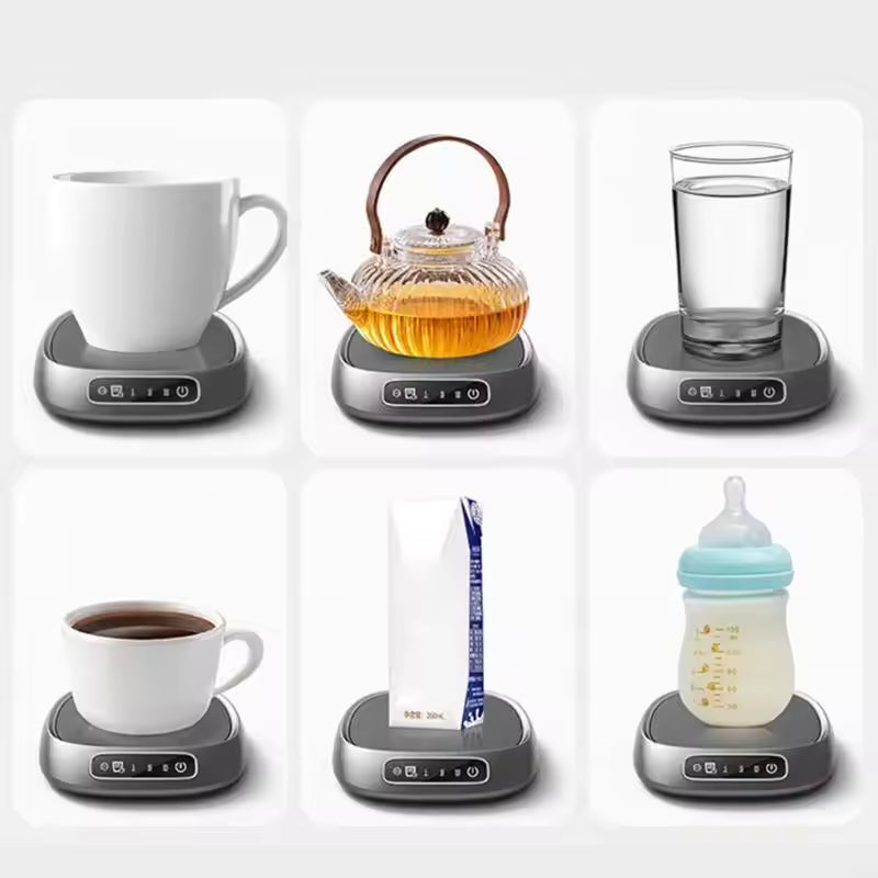 Smart Touch Screen Glass Heating Coaster Gear Temperature Control Warmer Mat Plug in Desktop Mug Warmer for Coffee Tea & Food