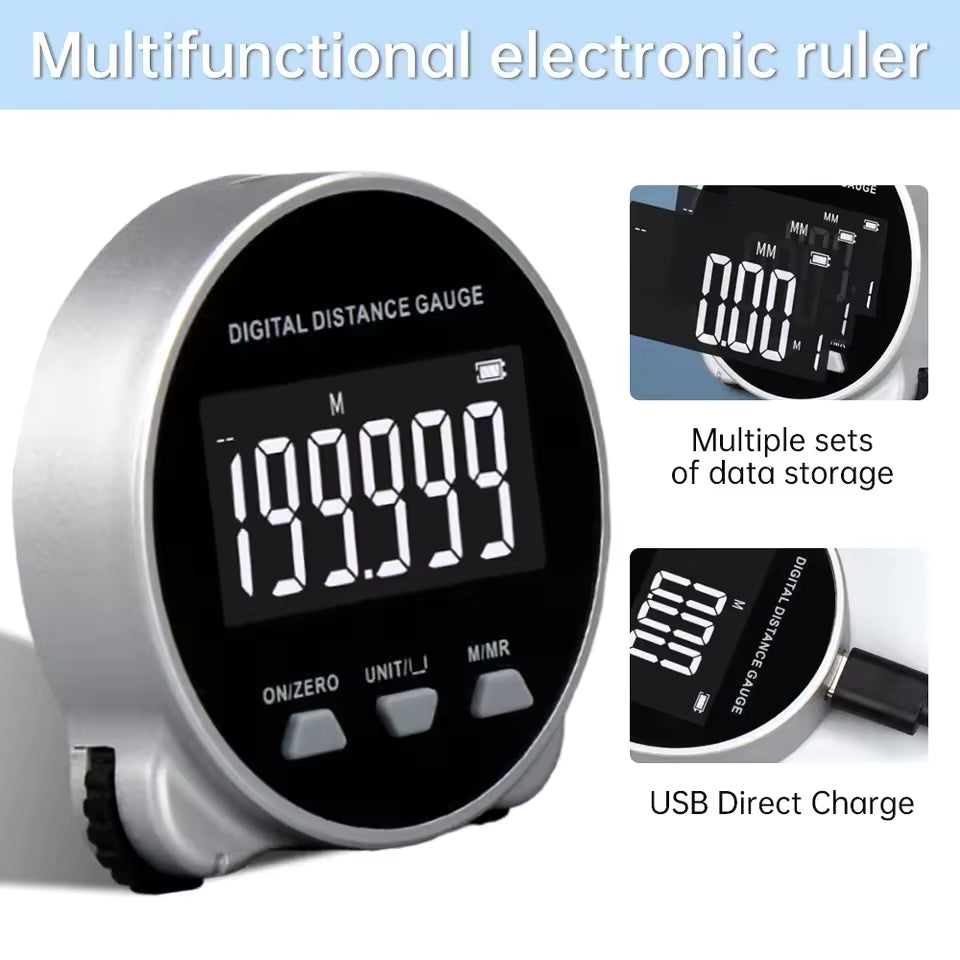 Portable Digital Measuring Tape with LCD Display Accurate Electronic Steel Tape Measure Metric Measuring Tool for DIY & Professionals