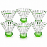 Pack Of 6 Luxury Ribbed Glass Dessert Cups Textured Base