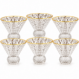 Pack Of 6 Luxury Diamond Cut Crystal Glass Dessert Cups with Gold Rim