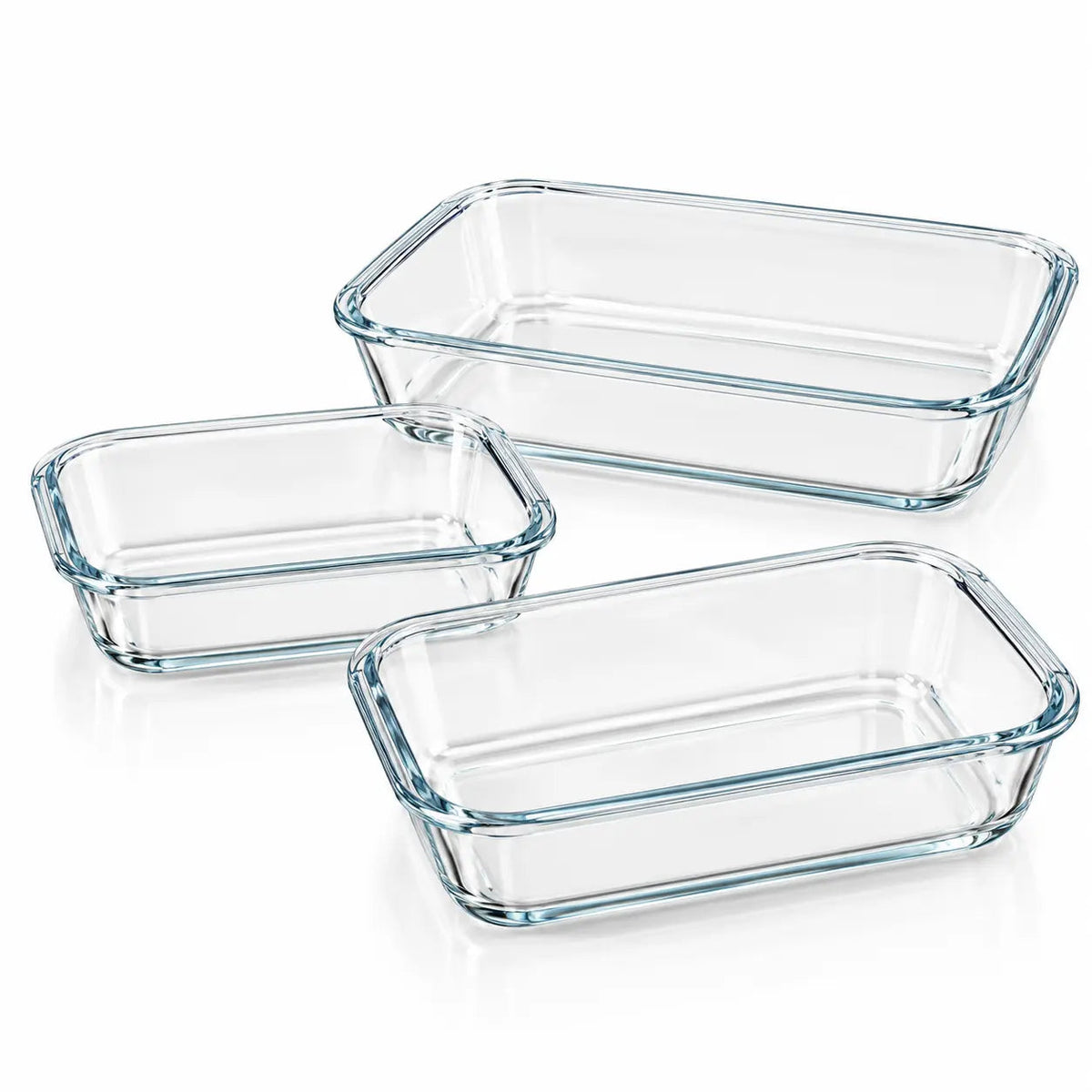 Premium Rectangular Clear Glass Baking & Serving Dish Set 3 Pcs