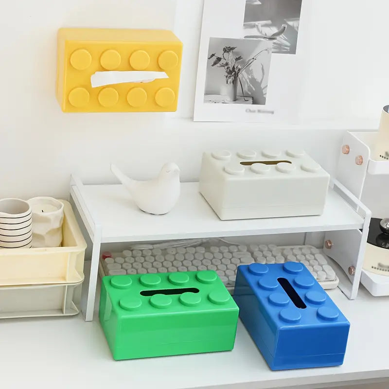 Creative Building Blocks Wall Mounted Tissue Box Waterproof Punch Free Paper Towel Holder for Bathroom & Kitchen