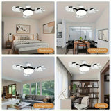 Modern LED Ceiling Fan Light with 4 Small Blades 3 Speeds, 3000K 6000K Adjustable