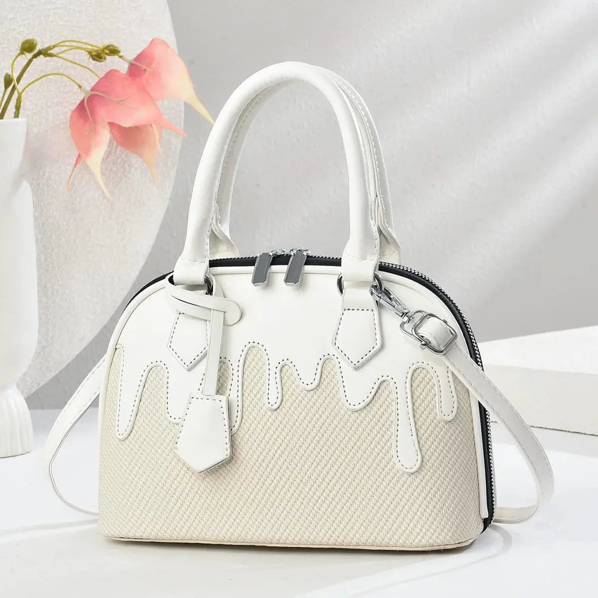 Drip Texture Elegance Handbag Premium Faux Leather Shoulder & Crossbody Tote for Women SparkelsSparkels