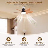 Modern LED Ceiling Fan with Light Integrated DC Motor, Frequency Conversion Smart Silent Fan for Bedroom, Living Room & Dining Room