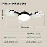 Modern LED Ceiling Fan Light with 4 Small Blades 3 Speeds, 3000K 6000K Adjustable