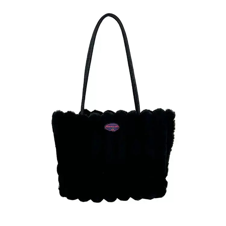 Cozy Plush Faux Fur Tote Bag for Women Soft Fluffy Shoulder Handbag SparkelsSparkels
