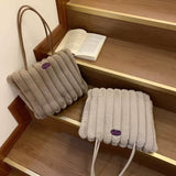 Cozy Plush Faux Fur Tote Bag for Women Soft Fluffy Shoulder Handbag SparkelsSparkels