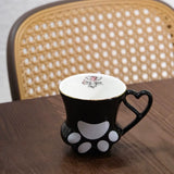 Cute Cat Paw Ceramic Mug with Heart Handle & Star Spoon Kawaii Coffee & Milk Cup Gift SparkelsSparkels