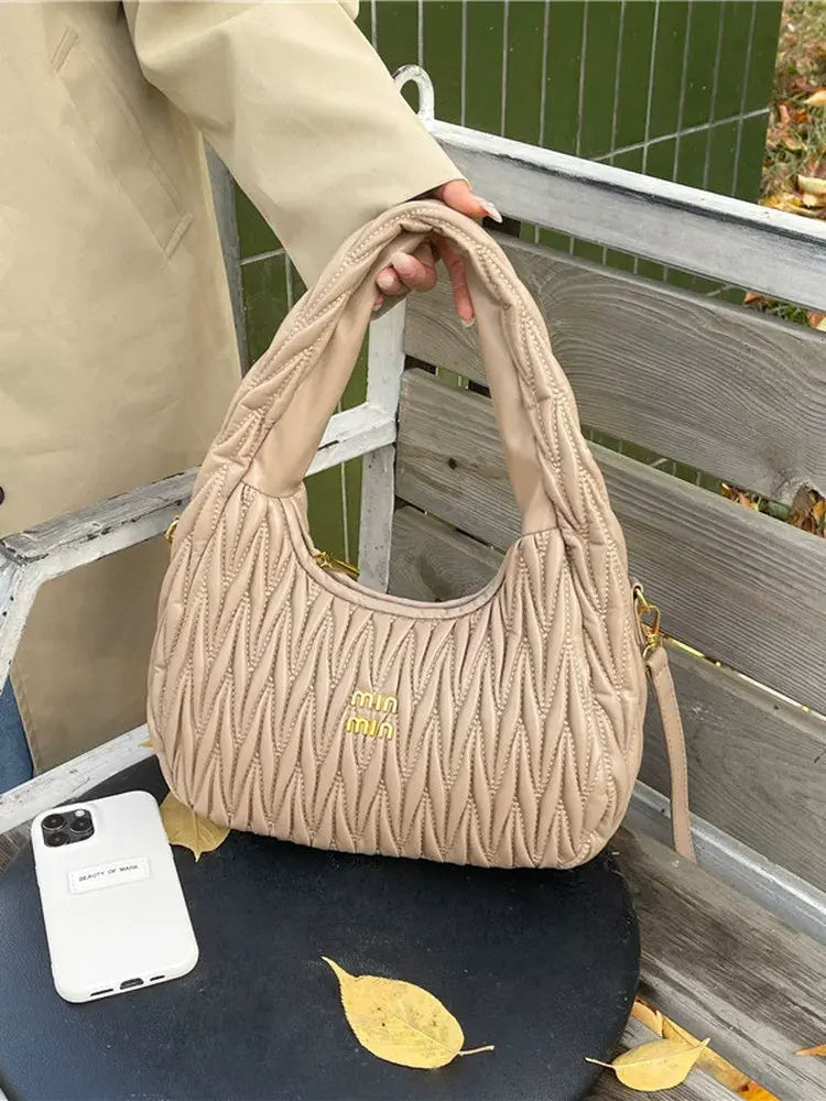 MinMin Quilted Hobo Shoulder BagSoft PU Leather Trendy Handbag for Women Crossbody & Tote Purse SparkelsSparkels