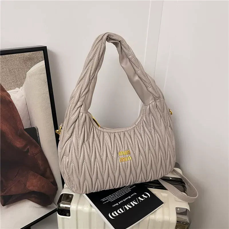 MinMin Quilted Hobo Shoulder BagSoft PU Leather Trendy Handbag for Women Crossbody & Tote Purse SparkelsSparkels