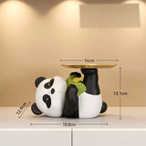 Cute Panda Decorative Storage Tray Resin Panda Figurine Organizer for Keys, Jewelry, Snacks & Home Decor