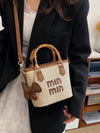 Vintage Woven Bamboo Handle Tote Bag for Women Casual Crossbody Shoulder Handbag with Charm SparkelsSparkels