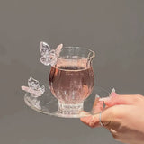 Crystal Butterfly Glass Cup & Saucer Set SparkelsSparkels