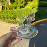Crystal Butterfly Glass Cup & Saucer Set SparkelsSparkels