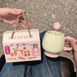 Cute Flower Handle Ceramic Mug Gift Set Kawaii Coffee & Tea Cup with Spoon and Gift Box SparkelsSparkels