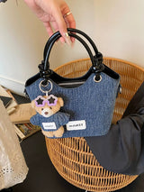 Cute Denim Teddy Bear Handbag Mini Crossbody Tote Bag for Women & Girls SparkelsSparkels
