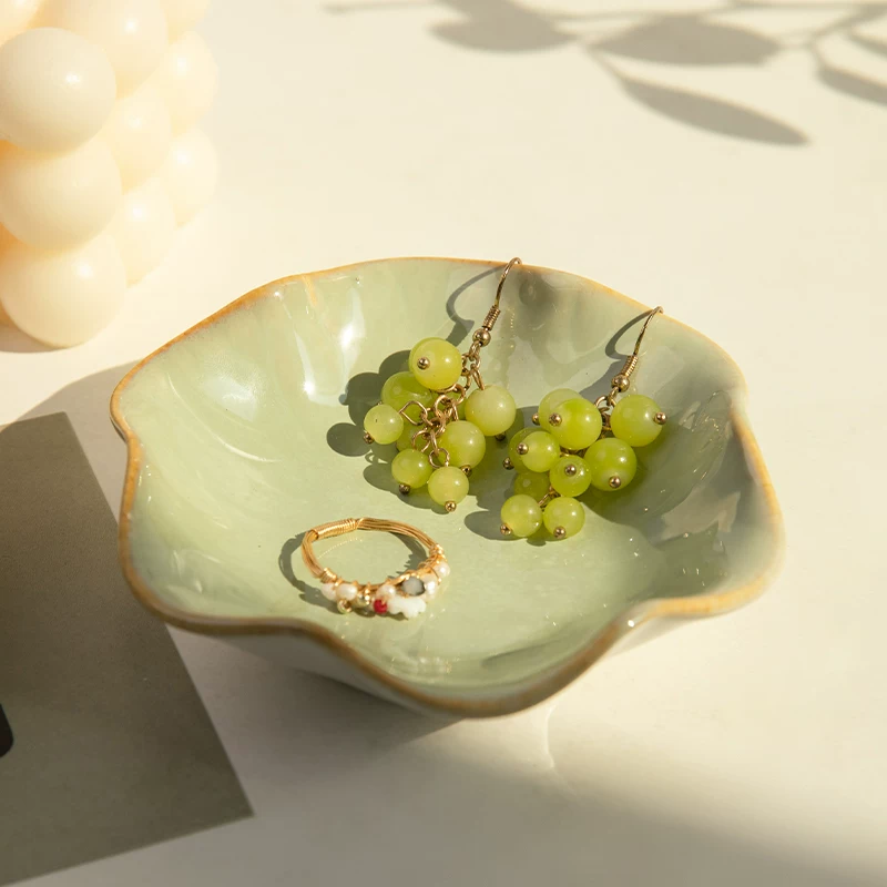 Elegant Ceramic Flower Jewelry Trinket DishRing Holder & Vanity Organizer Bowl SparkelsSparkels