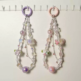 Vintage Crystal Beaded Flower Charm Keychain Aesthetic Pearl & Glass Bead Bag Chain