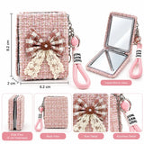 Elegant Bow Compact Mirror Keychain with Wrist Strap